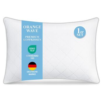 Помаранчева хвиляста подушка 50x70, - Високоякісна подушка для сну з мікрофібри з м&39яким, дихаючим наповнювачем, ідеально підходить для сну на боці, сертифікована Oeko-Tex, 50x70x18 см