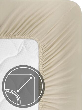 Простирадло на резинці з м&39якого ліоцеллового бавовняного матеріалу з глибиною кишені 35 см - дихаюче простирадло на резинці, бавовняне простирадло, колір 1 х бежевий, розмір 140-160 см x 200 см x 35 см, 1 х бежевий 140-160 см x 200 см x 35 см