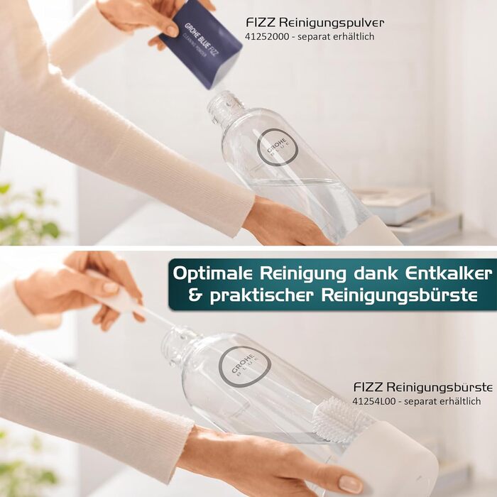 Пляшка для води (ємність 850 мл, не можна мити в посудомийній машині, байонетна кришка, сумісна з виробником газованої води GROHE Blue Fizz), біла, 41250L00