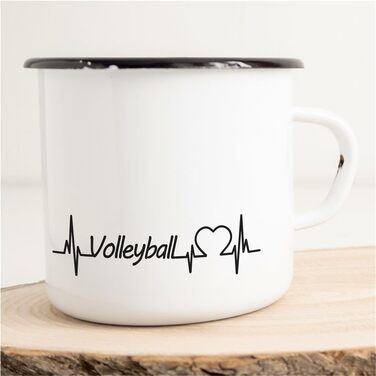 Емальована кружка Huuraa для волейболу, подарункова кавова кружка, вінтажна, 300 мл, ідея подарунка для волейболу