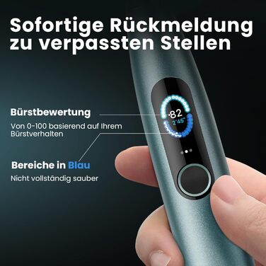 Звукова електрична зубна щітка, 3 програми чищення з білою щіткою, бездротова швидка зарядка на 30 днів використання, дизайн проти цвілі, водонепроникність IPX7 - зелений