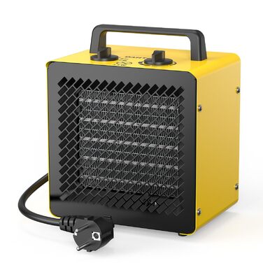 Керамічний вентилятор-обігрівач 3000 Вт, невеликий променевий обігрівач, будівельний обігрівач, осушувач повітря з термостатом та 3 режимами нагріву, вентилятор-обігрівач для ванної кімнати, столу та використання в приміщенні, 3 кВт, жовтий