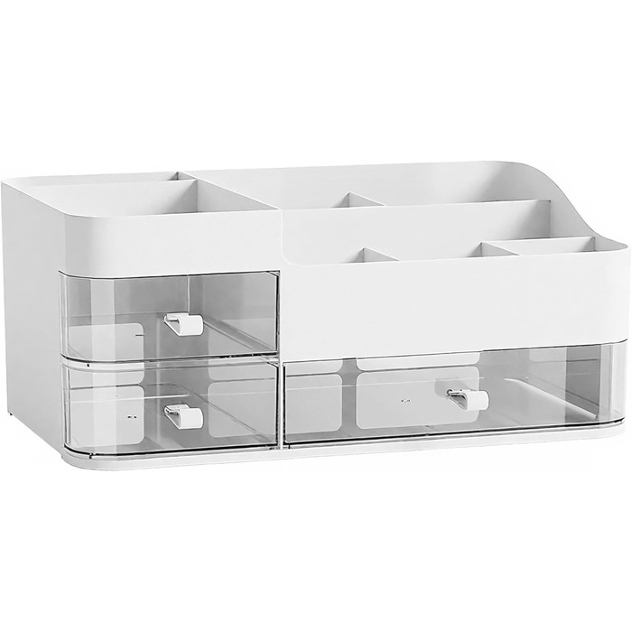 Органайзер для косметики Lacuasmall з висувними ящиками, органайзер для туалетного столика для умивальників, спалень та ванних кімнат, косметичка для помади та косметичних аксесуарів, білий