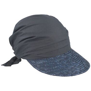 Жіночий сонцезахисний капелюх Seeberger із соломи/тканини, суцільний колір, один розмір, синій (чорнило 0068)