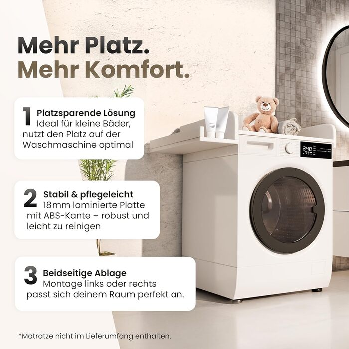 Кріплення для пеленального столика для пральної машини Пеленальний килимок 60x70 см Ламінована дерев&39яна дошка Зелений 82x72x10 см Безпечне та компактне кріплення для пеленального столика