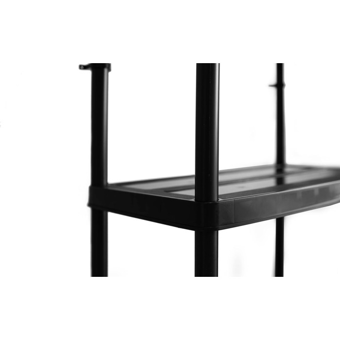 Пластиковий стелаж - з 5 полицями - висота 180 см, ширина 74 см - виготовлений з міцного пластику - для підвалу, гаража, комори, саду - до 50 кг/полиця - вставний стелаж - Чорний 180x74x40 см