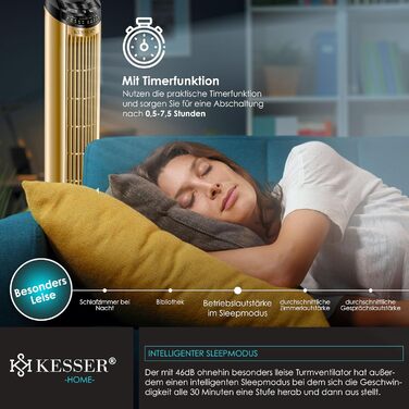 Баштовий вентилятор з пультом дистанційного керування Кут коливання 90 3 швидкості 90 см функція таймера турбо-функція колонний ве