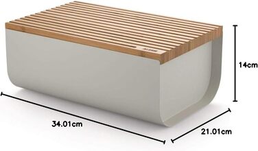 Хлібник з нержавіючої сталі з епоксидною смолою та бамбуковою деревиною, теплого сірого кольору, 03 WG -