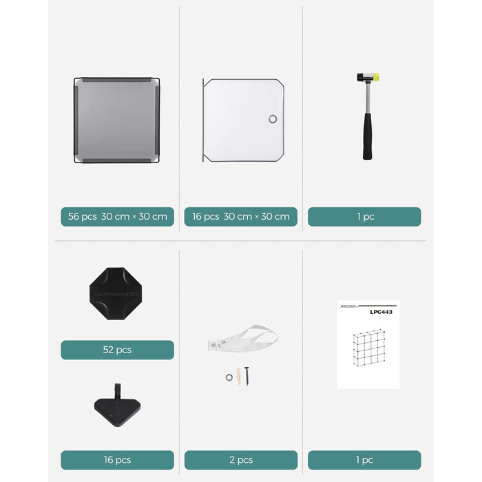 Система полиць, Взуттєва полиця, Набір із 16 кубів, Пластикова шафа з дверима, Модульні полиці, Місце для зберігання одягу, взуття та книг, Легке складання, Сірий LPC443G01 16 кубів (123Ш x 123В см) Сірий