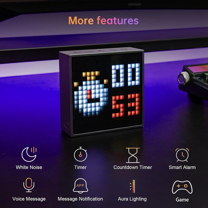 Портативний Bluetooth-динамік Divoom Timebox-Evo Pixel Art із програмованою світлодіодною панеллю 256, 3,9 x 1,5 x 3,9 дюйма (чорний)