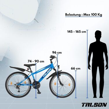 Гірський велосипед Talson 26 дюймів з 21-швидкісною коробкою передач Shimano, передньою підвіскою та ліхтарями, синій