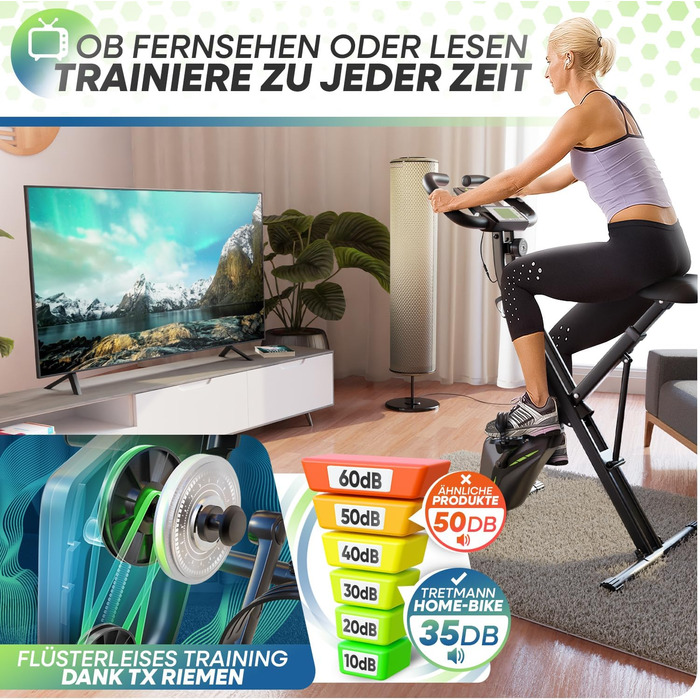 Велотренажер Tretmann Home Trainer Bicycle, складаний, з м’яким сидінням RelaxFoam, магнітний опір до 150 кг, для домашніх тренувань