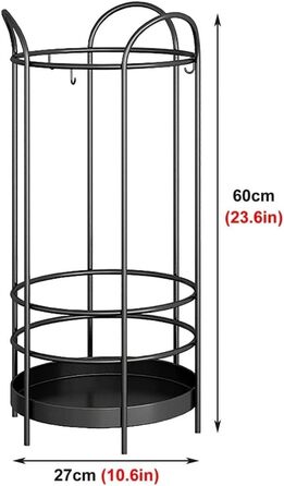 Контейнер для тримача парасольки PGKTKCWH, підставка для парасольки для патіо з піддоном для крапель, окремо стояча підставка для парасольки для вхідної зони, міцний тримач для парасольки, тримач палиці для ходьби (колір чорний, чорний 27 см x 60 см