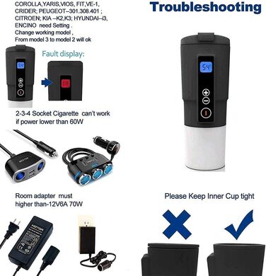 Вольтовий чайник для автомобільних подорожей Кружка з електричним підігрівом з контролем температури для збереження тепла з РК-дис