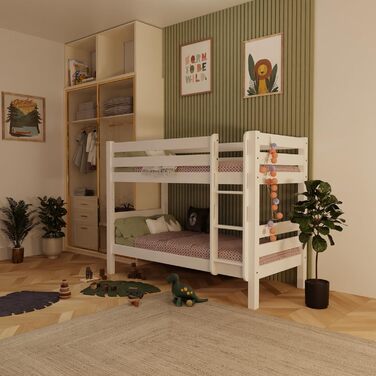 Двоярусне ліжко fornera f25 з масиву дерева для 2 дітей з серцевини бука 90x200см - двоярусне ліжко горище з рейковою рамою - дитя