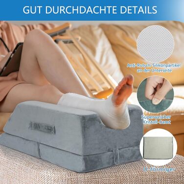 Ергономічна подушка для підняття ніг з регулюванням висоти, для використання після операцій, травм або для відпочинку - подушка для підняття ніг, подушка для лімфодренажу для підняття ніг