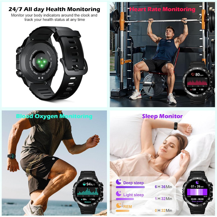 Розумний годинник для чоловіків та жінок, 1,39-дюймовий сенсорний фітнес-годинник з Bluetooth-дзвінками, ШІ-помічником, 112 спортивних режимів, фітнес-трекер, монітор серцевого ритму SpO2, монітор сну, крокомір, водонепроникний спортивний годинник IP68 дл