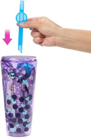 Лялька та аксесуари серії Barbie Pop Reveal Bubble Tea, лялька-модель з ароматизованим молоком таро з домашнім улюбленцем, 8 сюрпр