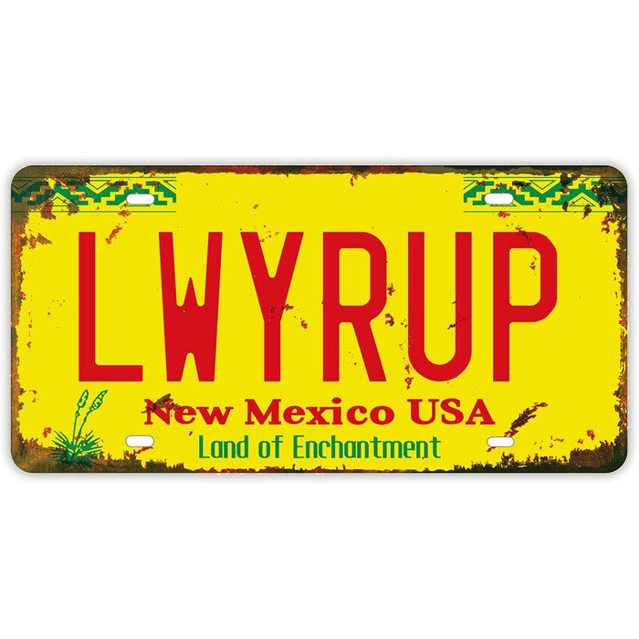 Рельєфний номерний знак Panguru LWYRUP, вінтажний стиль, Breaking Bad, репліка 30.5 x 15.2 см