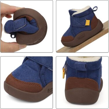 Зимове взуття, дитячі чоботи, дитяче взуття для хлопчиків/дівчат, зимове плюшеве, плоске гумове, протиковзке, розмір 18-23 EU, 22 EU, темно-синє