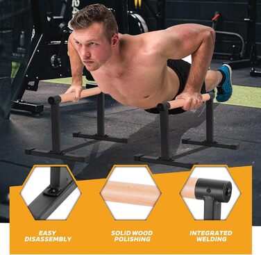 Паралелети, ручки для калістеніки для стійки на руках, віджимань та штовхань - дерев&39яні ручки для домашнього та вуличного фітнесу, домашнє калістетичне обладнання - чорні, великі