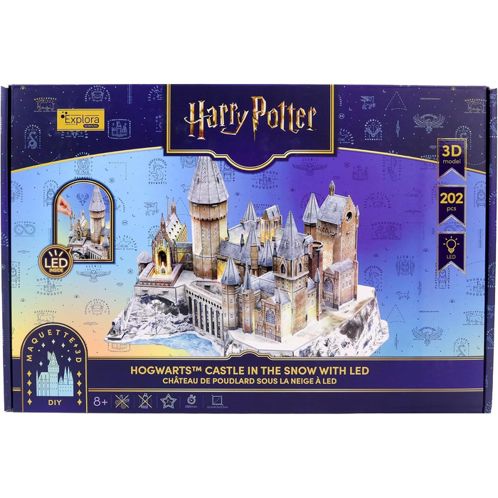 Пазл EXPLORA Сяючий замок Гоґвортс (офіційна ліцензія Harry Potter) 202 деталі, арт. 540312 конструктор для моделювання від 8 років, без клею та ножиць, 3D-