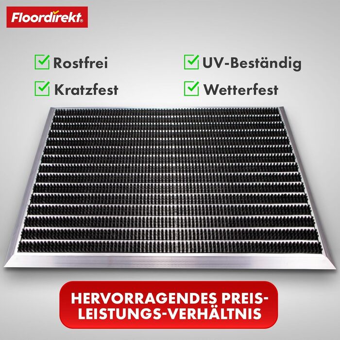 Килимок для вхідних дверей Floordirekt &39Spectral&39 для використання всередині та зовні приміщень - Стійкий до іржі та атмосферних впливів - Килимок для передніх дверей - Килимок для входу (Матований, 68 x 98 см) 68 x 98 см Матований