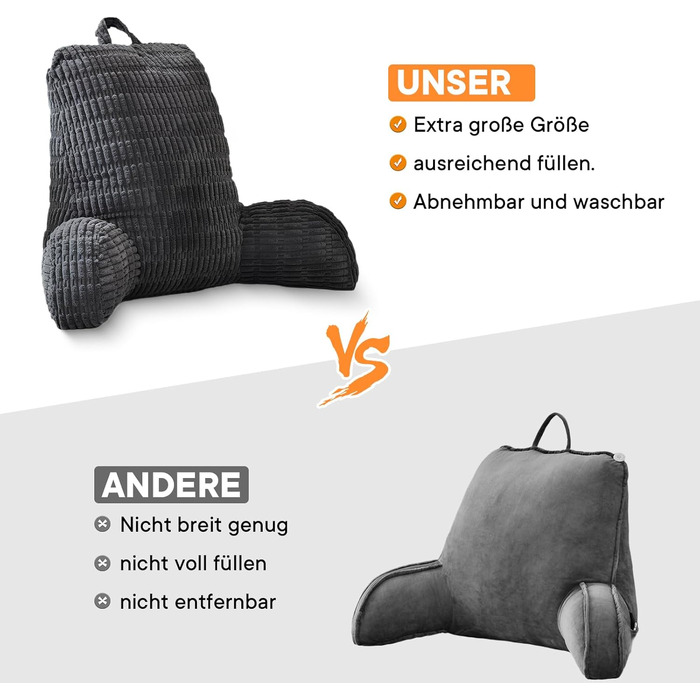 Подушка для читання для ліжка та дивана, подушка для читання зі спинкою для дорослих, подушка для сидіння зі спинкою, опора для спини, що підходить для перегляду телевізора, читання та гри в мобільні телефони в ліжку