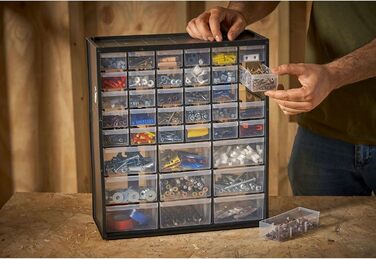 Ящик для зберігання Stanley (з 39 шухлядами, розміри 36,5 x 43,5 x 15,5 см, підходить для настінного кріплення) 1-93-981, різнокол