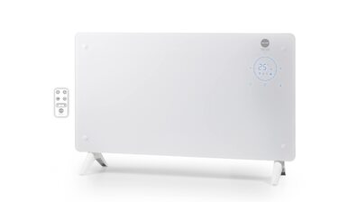 Скляний конвектор MACOM Enjoy & Relax 937 Thermo-Glas, елегантний обігрівач із загартованого скла, швидкий нагрів, 1000/2000 Вт, Tlc, 24-годинний таймер, термостат, настінний монтаж (кріплення в комплекті)