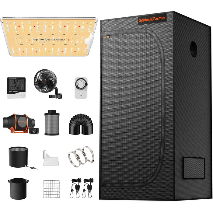 Повний набір Світлодіодна лампа Grow Full Spectrum Samsung LM301B LEDs Grow Tent Kit Complete 60x60x140cm Hydroponics 1680D Growing Tent Kit Kit System Ventilation, 1000D Grow Tent