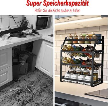 Рівнева підставка для спецій з нержавіючої сталі, органайзер, система зберігання спецій, кухонний тримач для спецій, нахил 45, кухонна полиця для пляшечок зі спеціями, банок, пляшечок з олією, 53x35x20 см, тип A, 4-