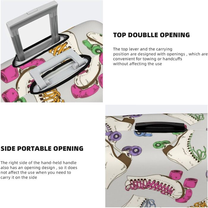 Чохол для валізи TOMPPY в ретро-стилі з яскравим принтом, еластичний, водостійкий, захищає від подряпин, підходить для валіз розміром 45,7-81,3 см, чорний, розмір M