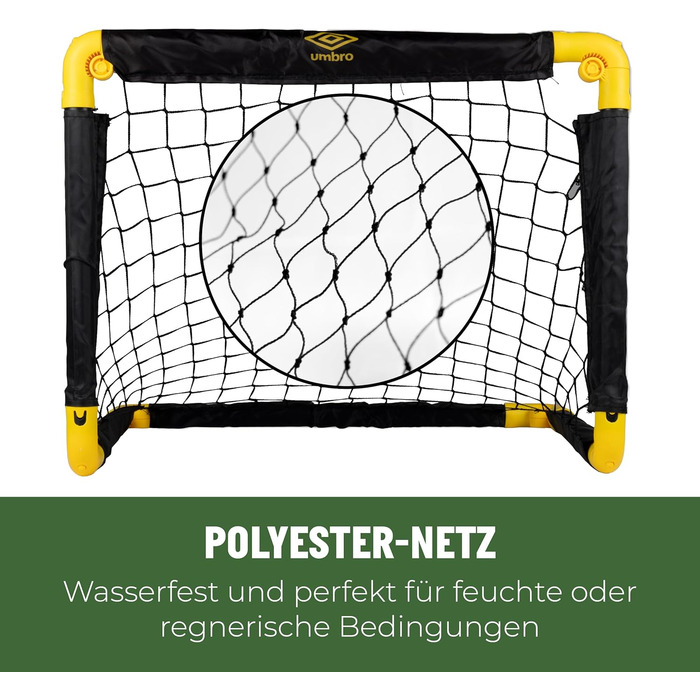 Футбольні ворота Umbro 50 x 44 x 44 см - Комплект із 2 футбольних воріт - Складані футбольні ворота - Футбольні ворота для саду та дітей - Тренувальний футбольний інвентар для приміщень та вулиці - Пластик - Чорний/Жовтий