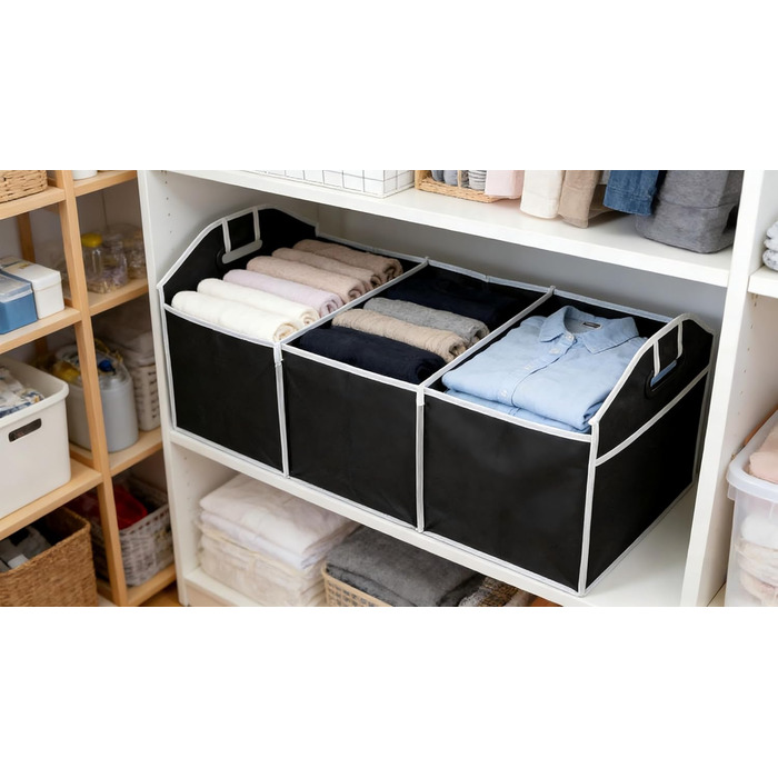 Органайзер для багажника, складаний контейнер для зберігання з 3 відділеннями, великої місткості, портативна сумка для багажника