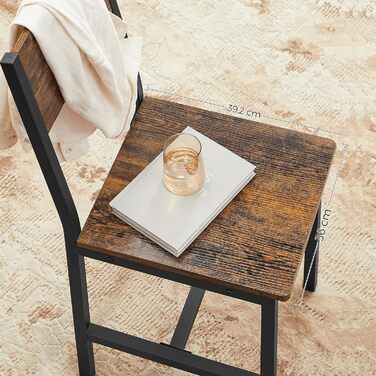 Обідні стільці VASAGLE, Кухонні стільці, Комплект з 2 шт., Металевий каркас, Для їдальні, Вітальні, Кухні, Вінтажний коричневий-чорний LDC092B01V1 Комплект з 2 шт. Вінтажний коричневий чорний