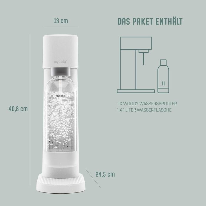 Деревний поновлюваний деревний композитний виробник газованої води з пластиковою пляшкою без BPA об'ємом 1 л (без балона CO2) - білий один розмір білого кольору