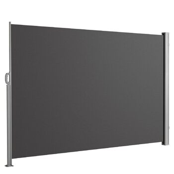 Алюмінієва бічна маркіз Floordirekt, 200x400 см, антрацит - розсувна для забезпечення приватності та захисту від сонця для балкону та тераси, поліестер 280 г/м (ПУ), захист від ультрафіолету UPF50, з кріпленням на землі 200 x 400 см, антрацит