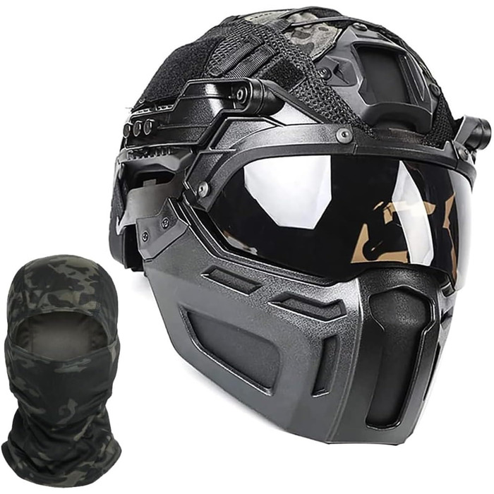 Шолом TS TAC-SKY Fast Airsoft з маскою та пейнтбольними окулярами, комплект із 5 предметів для тактичного спорядження для активного відпочинку, CBQ, косплею, полювання, тактичного шолома (A)
