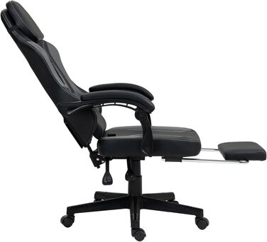 Чорно-сіре ігрове крісло - Підставка для ніг - Ергономічне - Регульована висота