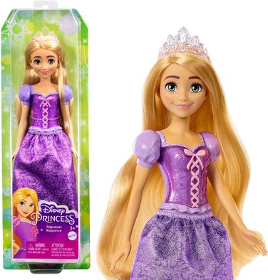 Лялька Mattel Disney Princess Rapunzel, довге волосся для укладання, рухливі, знімні туфлі та діадема, подарунки Disney, іграшка в