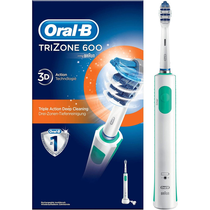 Електрична зубна щітка Oral-B TriZone 600, з таймером і щіткою TriZone, біла