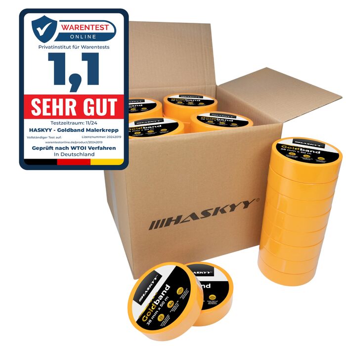 Малярська стрічка HASKYY Goldband 20 шт. малярська стрічка 30 мм x 50 м професійна малярська стрічка малярська стрічка клейка стрічка васі-стрічка золота паперова стрічка самоклейка