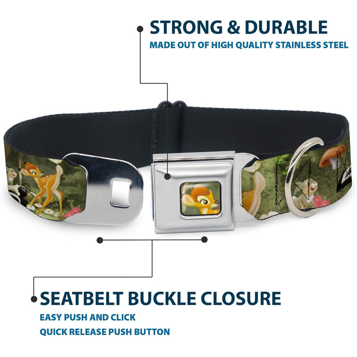 Нашийник для собак Buckle Down Bambi Ескіз Оленяти - Розмір M (33-43 см) - Ширина 2.5 см