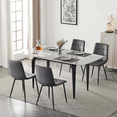 Обідні стільці EUGAD, комплект з 4 шт. , для їдальні, кухні, вітальні, м&39які кухонні стільці зі спинкою, оксамитовий чохол, з металевими ніжками, вантажопідйомність 150 кг, темно-сірий, комплект з 4 предметів (44 x 81 x 51 см)