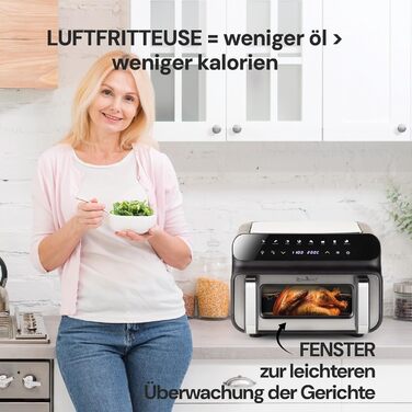 Аерофритюрниця Rosmarino Infinity MasterPro 10 л - багатофункціональна 5-в-1 аерофритюрниця, електричний гриль, духовка, дегідратор, мікрохвильова піч Розмір великої родини Енергозбереження