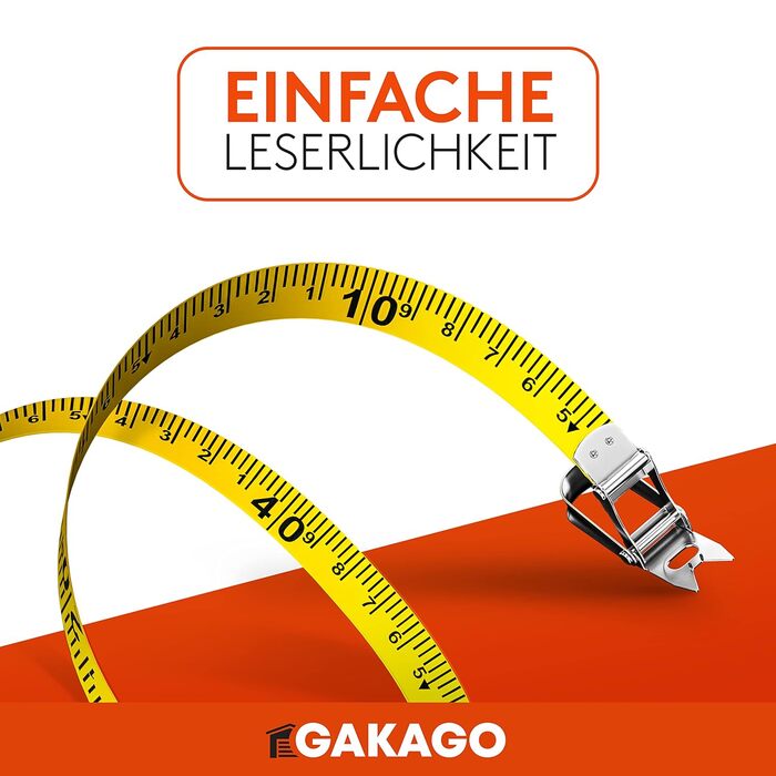 Рулетка Gakago 30 м - 3-кратна рулонна рулетка зі складним важелем - ергономічна та нековзна ручка рулетки - ролик для маски з наконечником для маркування вимірювальної точки та гнучким вимірювальним гачком 30 метрів