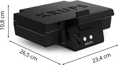 Сендвічниця KRUPS FDK461 для трикутних тостів, керамічне антипригарне покриття, 850 Вт, глибокі форми для гурманських сендвічів, швидкий нагрів, компактна, чорна