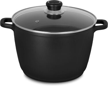 Лита алюмінієва універсальна каструля Krger Delta зі скляною кришкою - 24 см - каструля для приготування здорових та нежирних стра