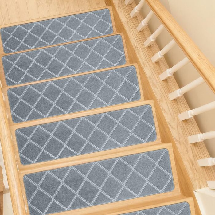Килимки для сходів, 15 шт. , самоклеючі, для внутрішнього використання, 55 см x 19 см, протиковзкі, можна різати, для захисту домашніх тварин, людей похилого віку та дітей (світло-сірі)